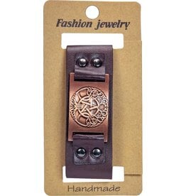 Vegan Leather Adjustable Bracelet - Tree of Life Brown