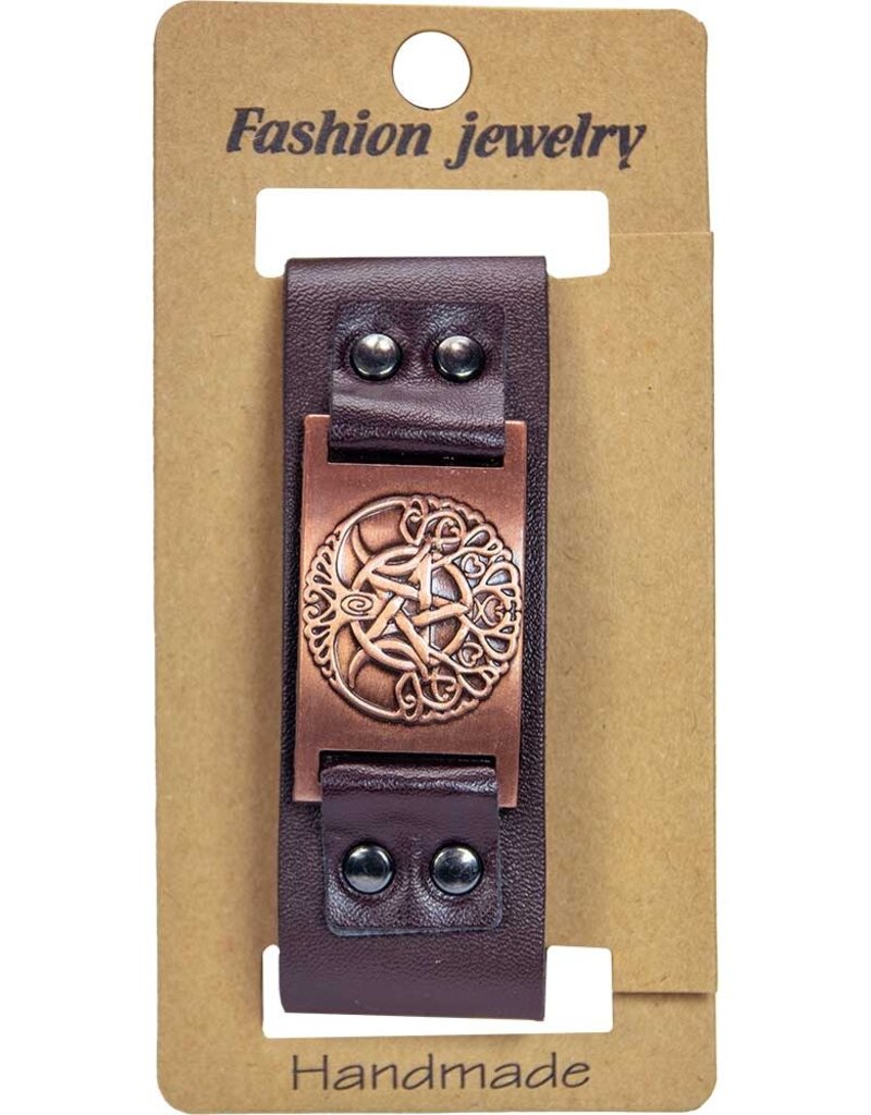 Vegan Leather Adjustable Bracelet - Tree of Life Brown