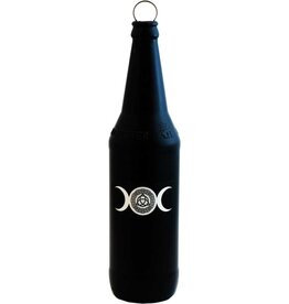Glass Smoking Bottle - Celtic Triple Moon - Black