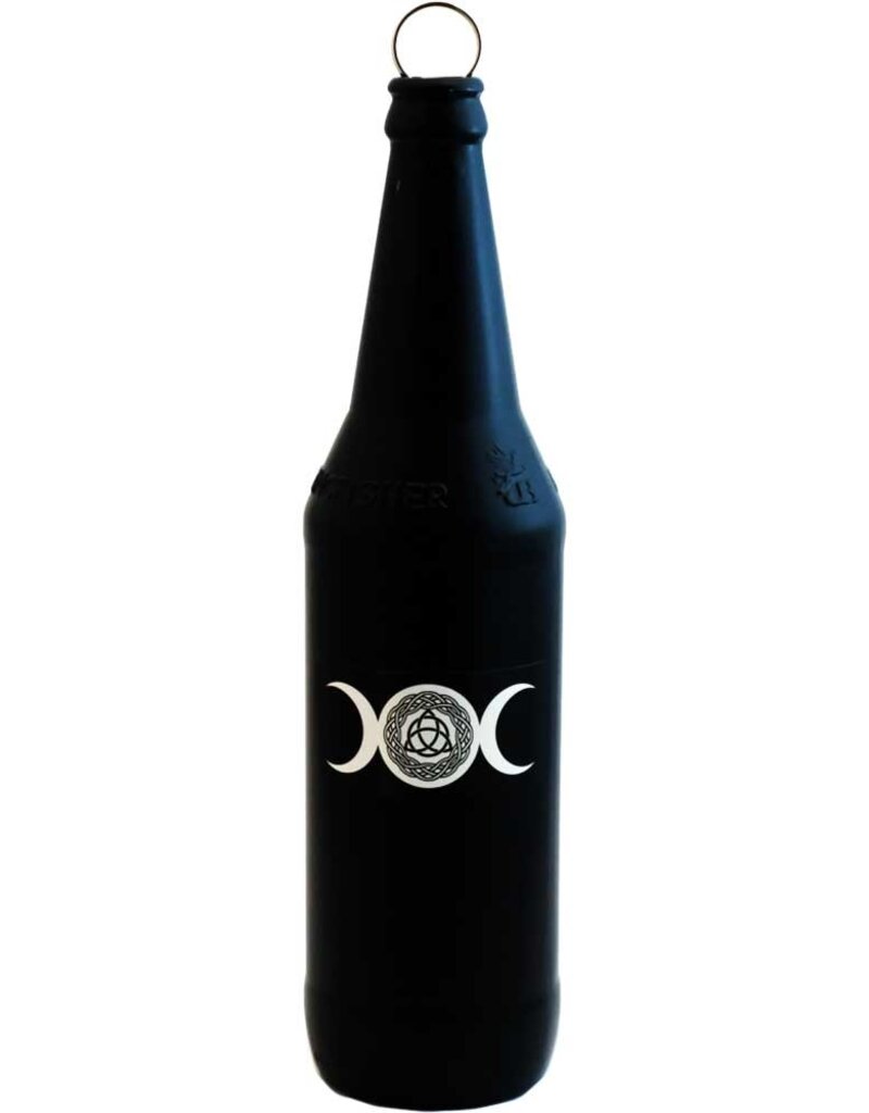 Glass Smoking Bottle - Celtic Triple Moon - Black