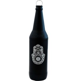 Glass Smoking Bottle - Fatima Hand - Black