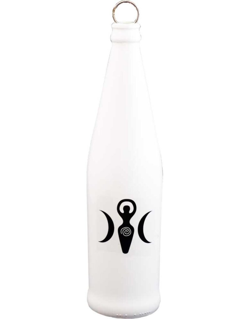 Glass Smoking Bottle - Triple Moon Goddess - White