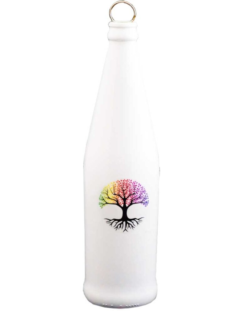 Glass Smoking Bottle - Chakra Tree of Life- White