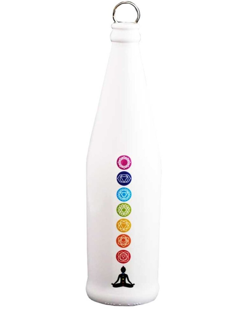 Glass Smoking Bottle - 7 Chakras - White