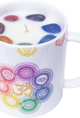 Multi Purpose 3 in 1 Ceramic Coffee Mug Candle & Incense Holder with Chakra Gemstones