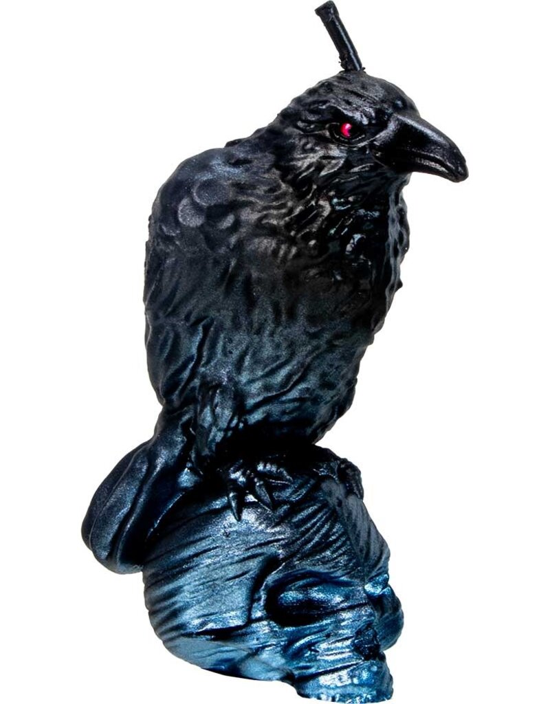 Raven on Skull Black Candle