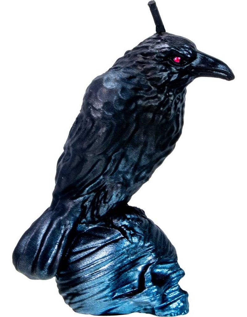 Raven on Skull Black Candle