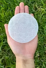 Selenite Lotus with OM - SEL-SLOC21