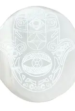 Selenite Hamsa Palm Stone