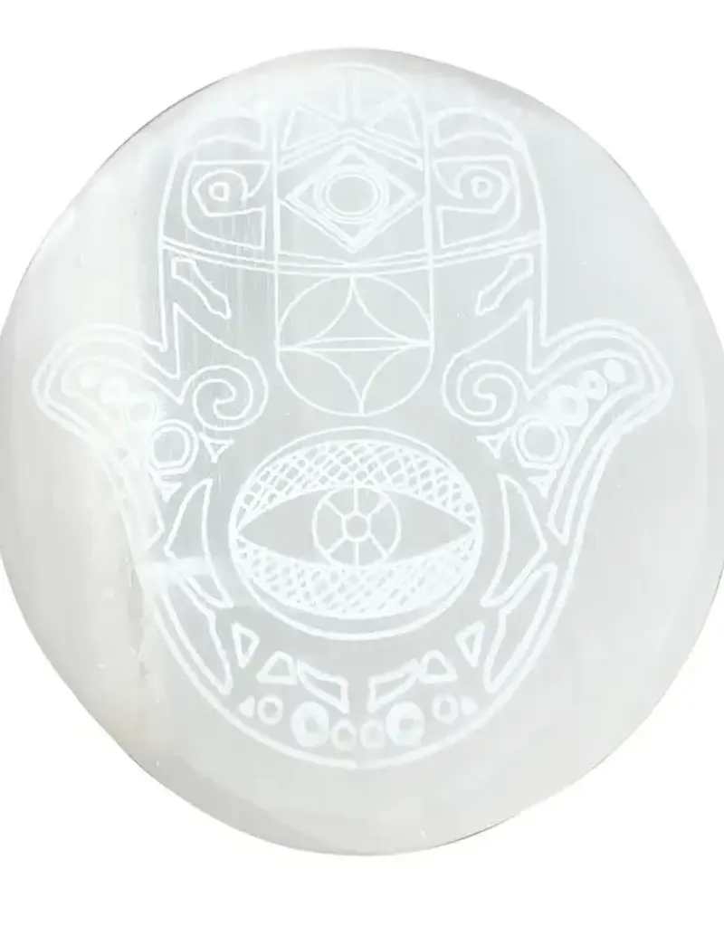 Selenite Hamsa Palm Stone