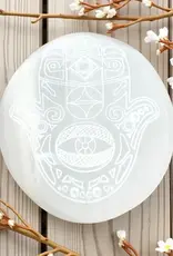 Selenite Hamsa Palm Stone