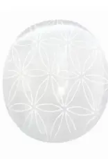 Selenite Flower of Life Palm Stone - SEL-FLPS