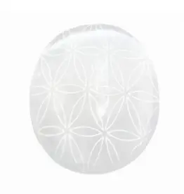 Selenite Flower of Life Palm Stone
