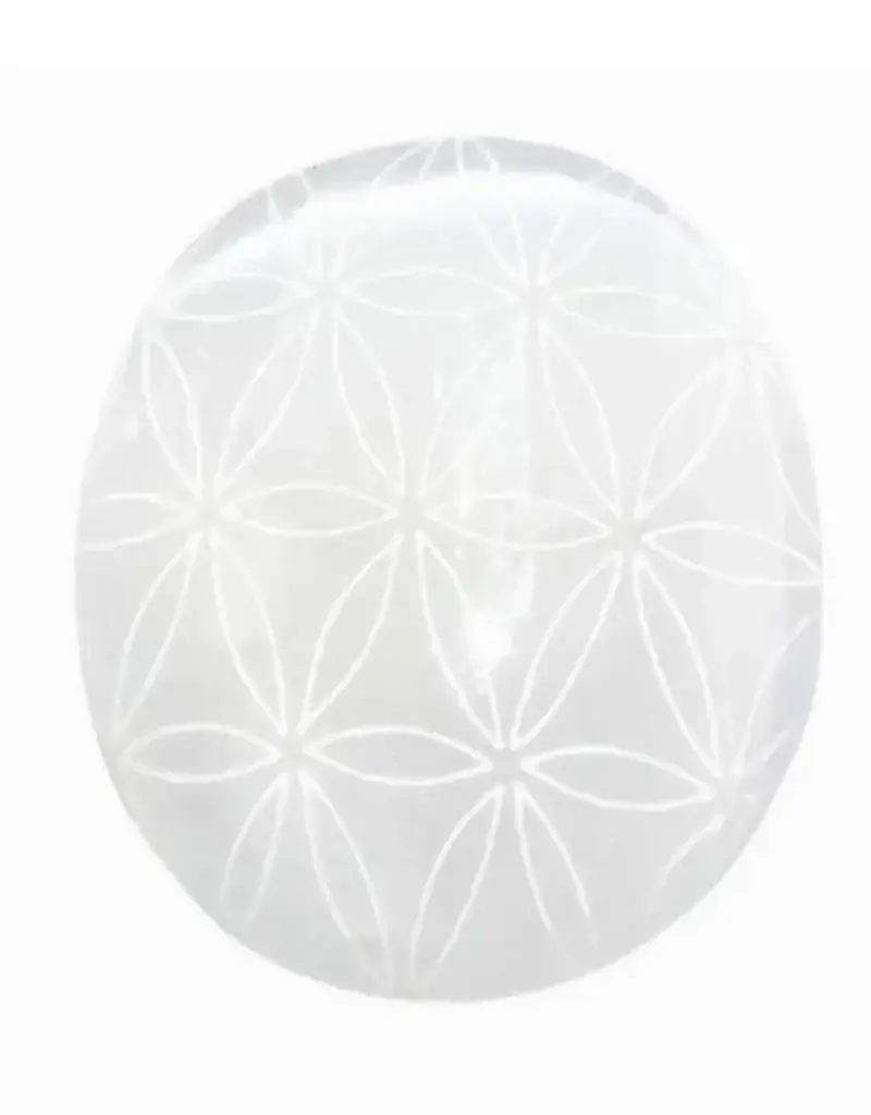 Selenite Flower of Life Palm Stone
