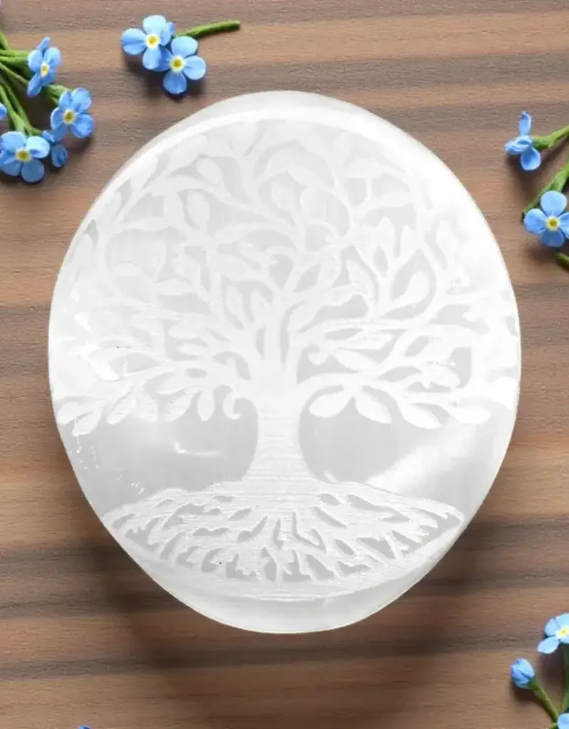 Selenite Tree of Life Palm Stone - SEL-STLP