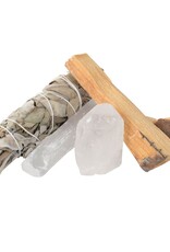 Kit - Blessings Smudge Kit - Sage with Lavender, Selenite, Quartz, Palo Santo - CK121
