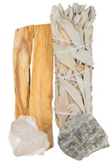 Kit - Anti Stress Anxiety Crystals - Sage / Palo - RQ, Bk Tourm, Lepi - CK101