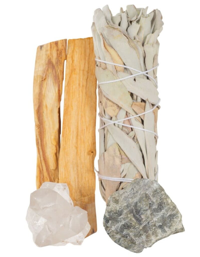 Kit - Anti Stress Anxiety Crystals - Sage / Palo - RQ, Bk Tourm, Lepi - CK101