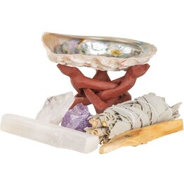 Kit - Unburden - Selenite, Clear Quartz, Citrine, Amethyst, Abalone Shell, Stand, Sage, and Palo Santo -  CK112