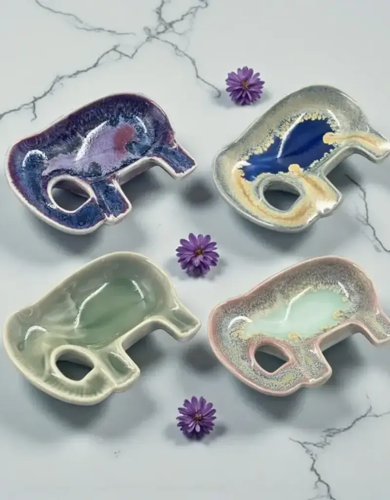 Ceramic Elephant Trinket Dish - Assorted
