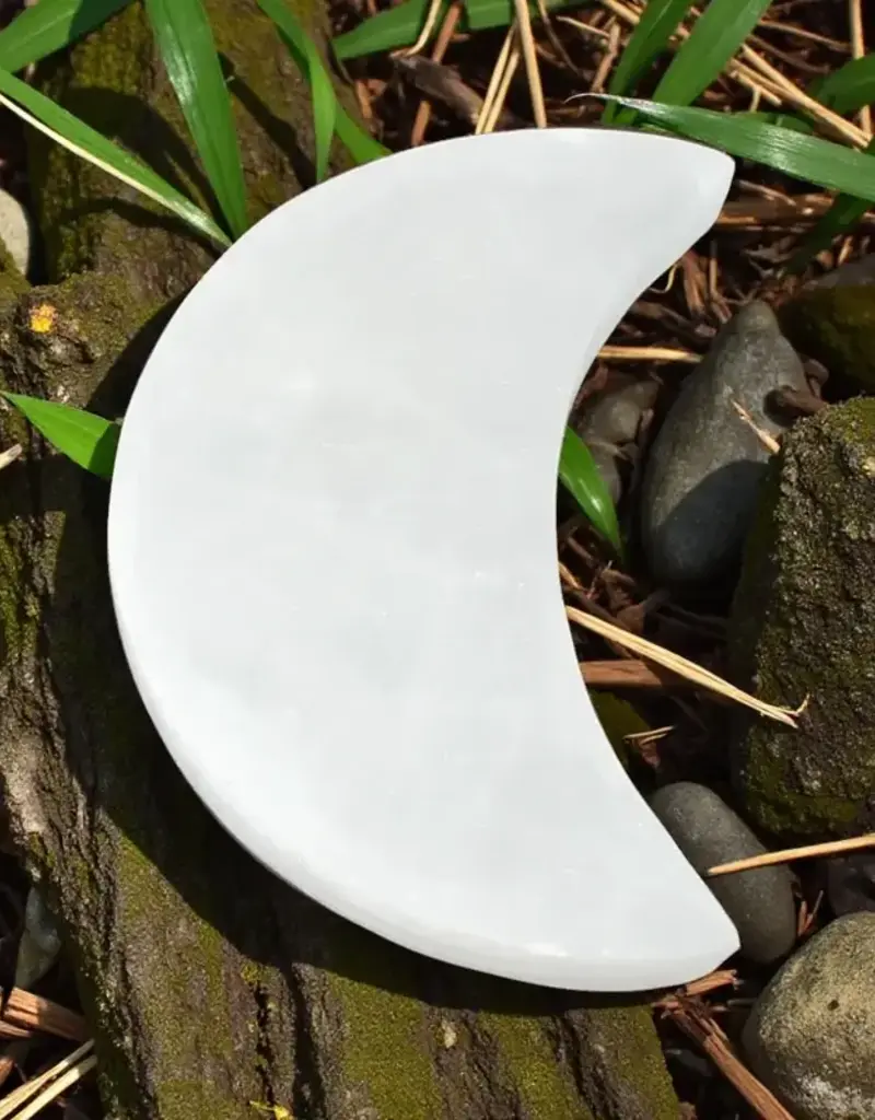 Selenite - Half Moon Plain Coaster - SEL-SHMP21