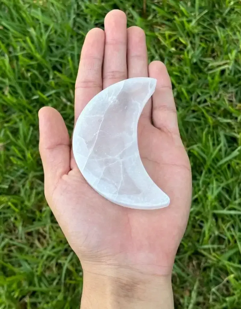 Selenite - Half Moon Plain Coaster - SEL-SHMP21