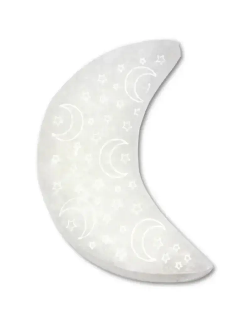 Selenite - Half Moon with Night Sky Coaster - SEL-HMNS
