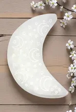 Selenite - Half Moon with Night Sky Coaster - SEL-HMNS