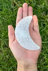 Selenite - Half Moon with Night Sky Charging Plate