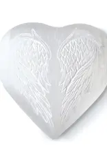 Selenite - Heart with Angel Wings
