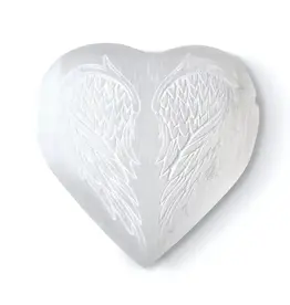 Selenite - Heart with Angel Wings