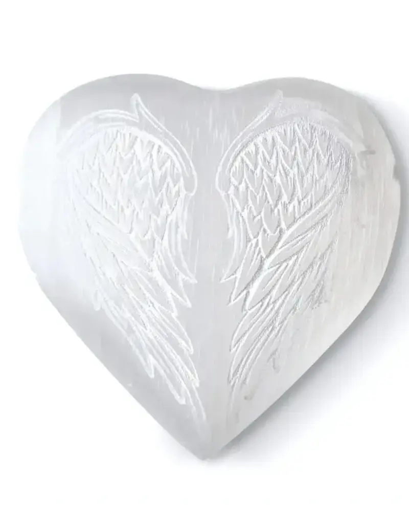 Selenite - Heart with Angel Wings