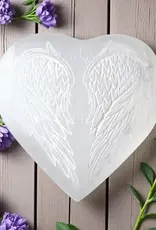 Selenite - Heart with Angel Wings