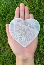 Selenite - Heart with Half Moon Coaster - SEL-HMH