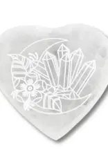 Selenite - Heart with Half Moon Coaster - SEL-HMH