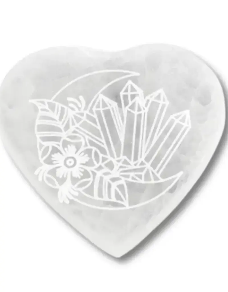 Selenite - Heart with Half Moon Coaster - SEL-HMH
