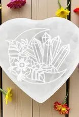 Selenite - Heart with Half Moon Coaster - SEL-HMH