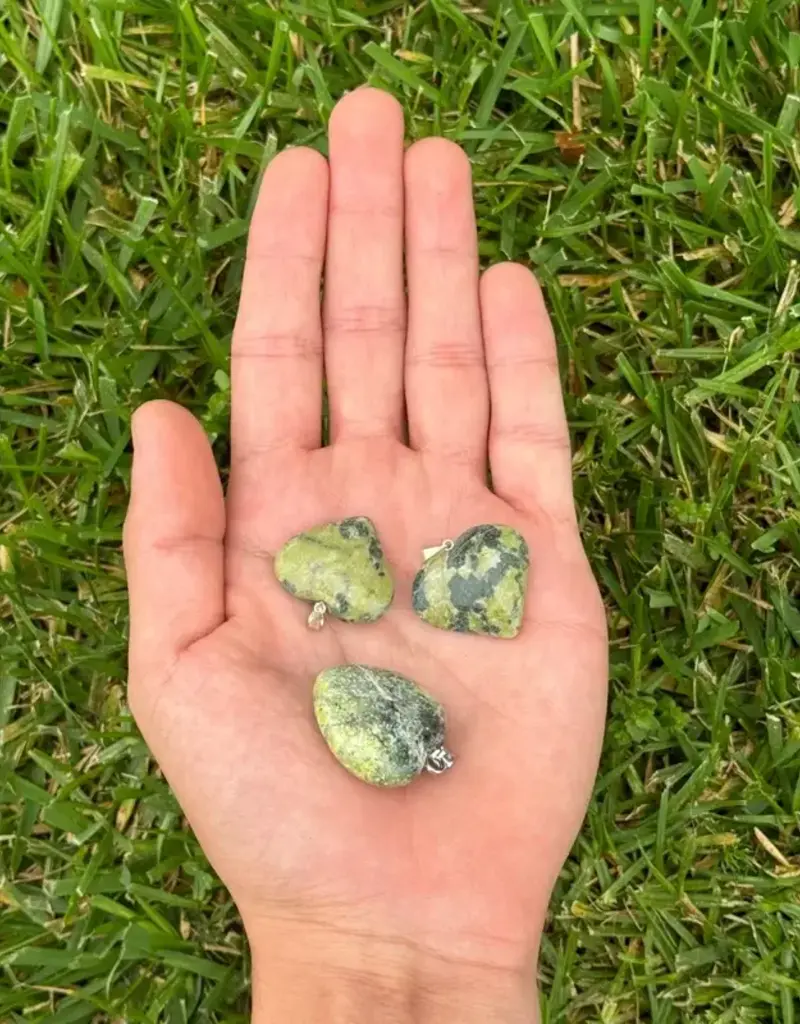 Heart Pendant - Olive Serpentine - HP-OSHP21