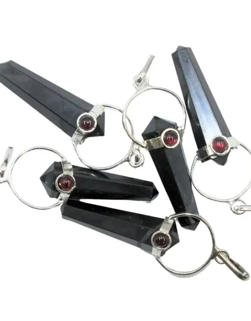 Point Pendant - Shungite and Garnet