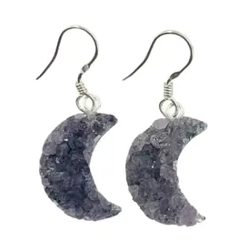 Earrings - Amethyst Moon- Sterling Silver