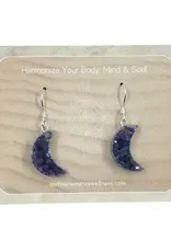 Earrings - Amethyst Moon- Sterling Silver