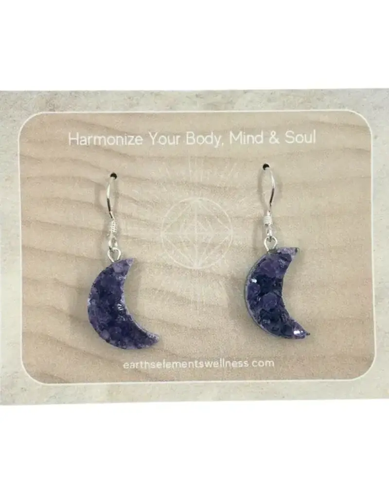 Earrings - Amethyst Moon- Sterling Silver