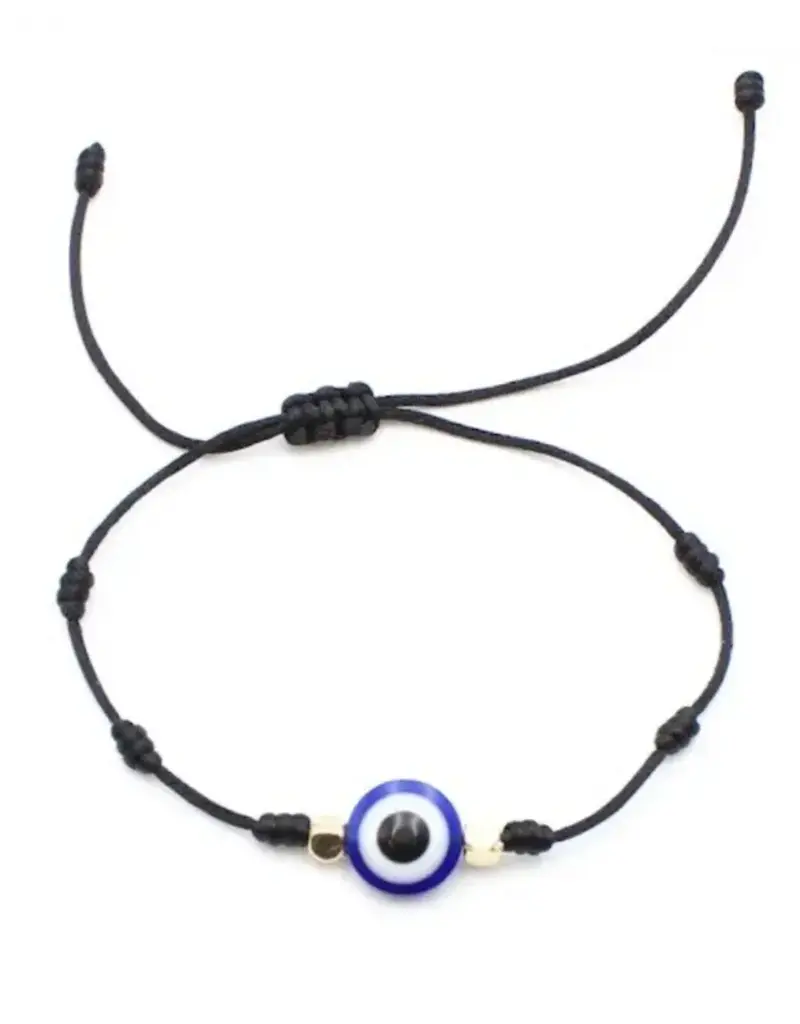 Bracelet - Plain Evil Eye, Black - BR-EEBK12