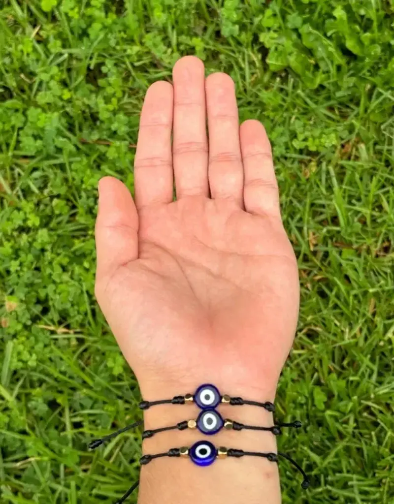 Bracelet - Plain Evil Eye, Black - BR-EEBK12