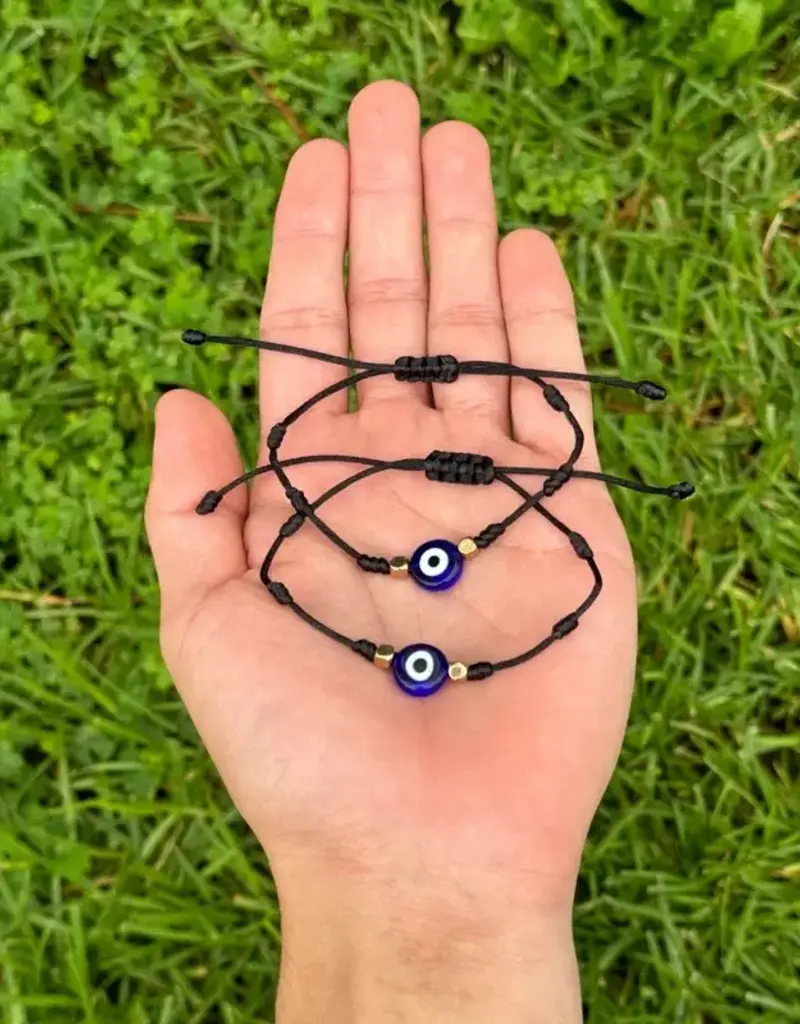 Bracelet - Plain Evil Eye, Black - BR-EEBK12