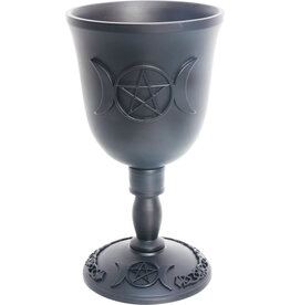 Cast Iron Goblet - Triple Moon with Pentacle