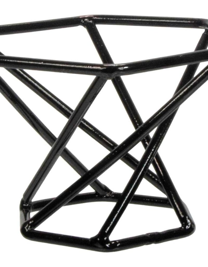 Metal Gemstone Sphere Stand Twist - Matte Black