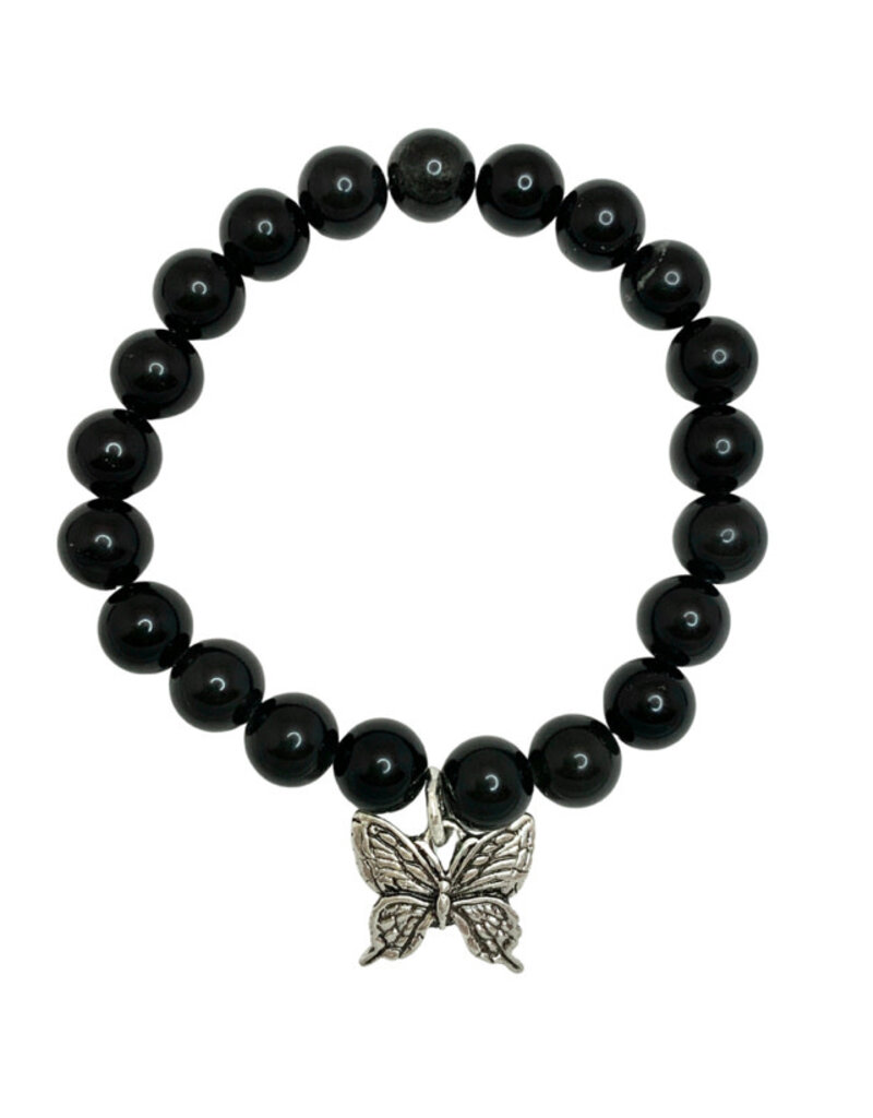 Black Obsidian Braacelet with Hope Butterfly