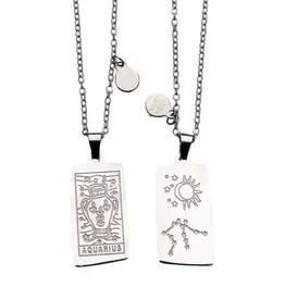 Zodiac Tarot Card & Astrology Necklace - 316L Stainless Steal / Aquarius - 9727