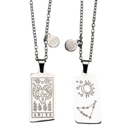 Zodiac Tarot Card & Astrology Necklace - 316L Stainless Steal / Aries - 9728